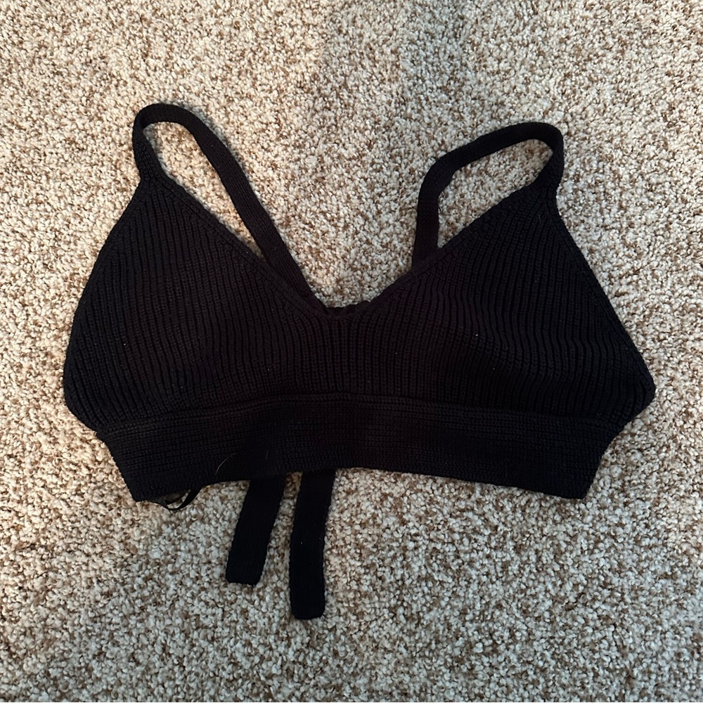Women’s black tie up crop top. Size medium. Brand is wild fable.